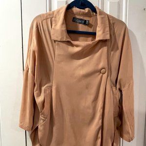 Peachy-colored flowy blouse - belt it for a more fitted look!